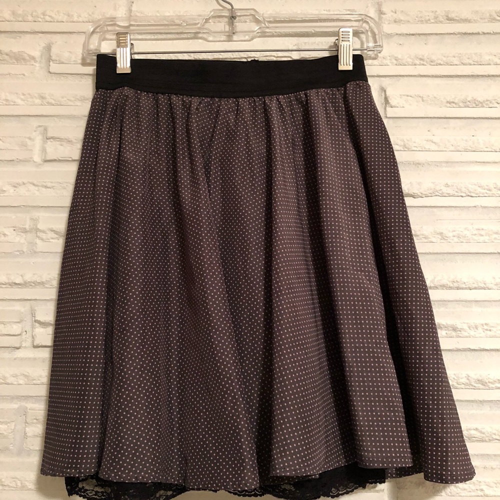 Xhilaration Circle Skirt Gray Cream Polka Dots